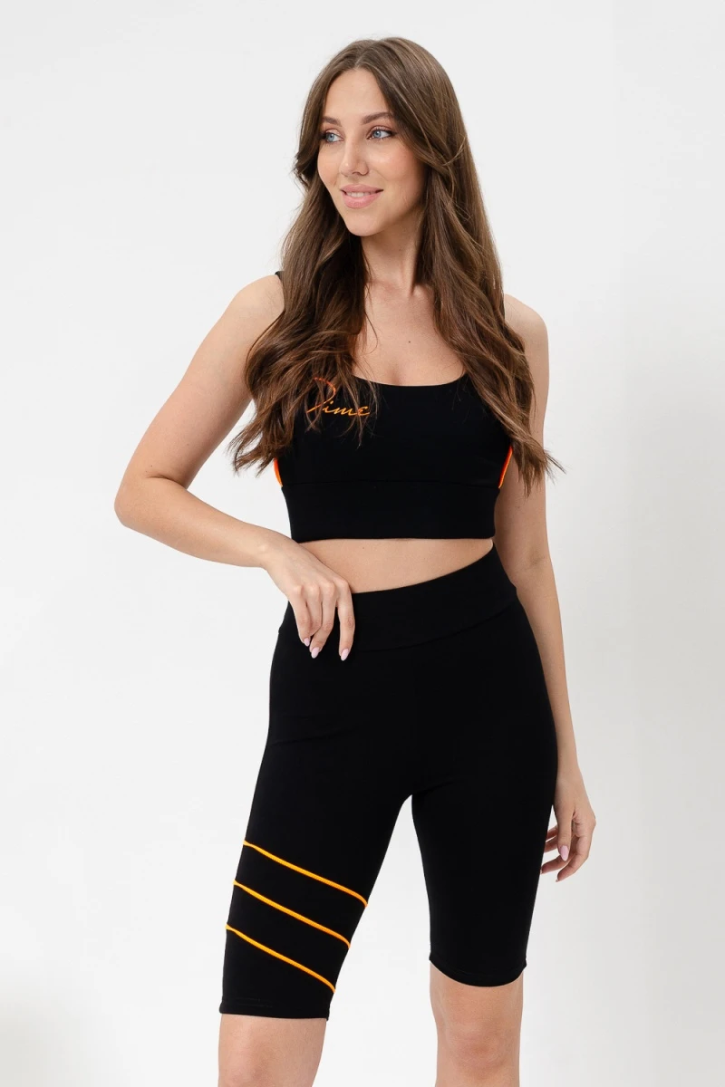 Велосипедки 67072 (черный+оранжевый неон)