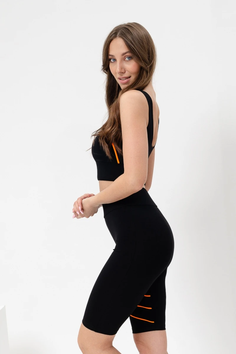 Велосипедки 67072 (черный+оранжевый неон)