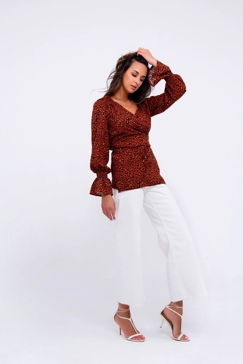 Блузка 319BRN (леопард коричневый)