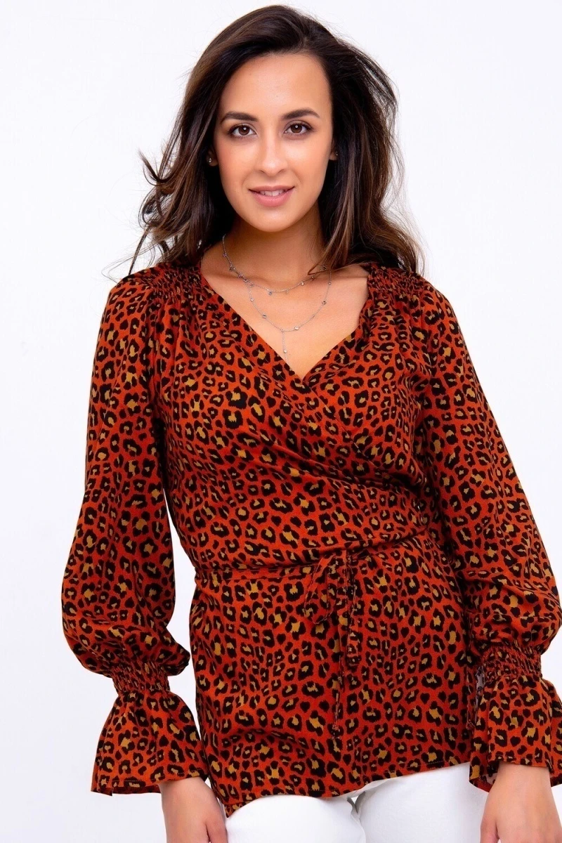 Блузка 319BRN (леопард коричневый)