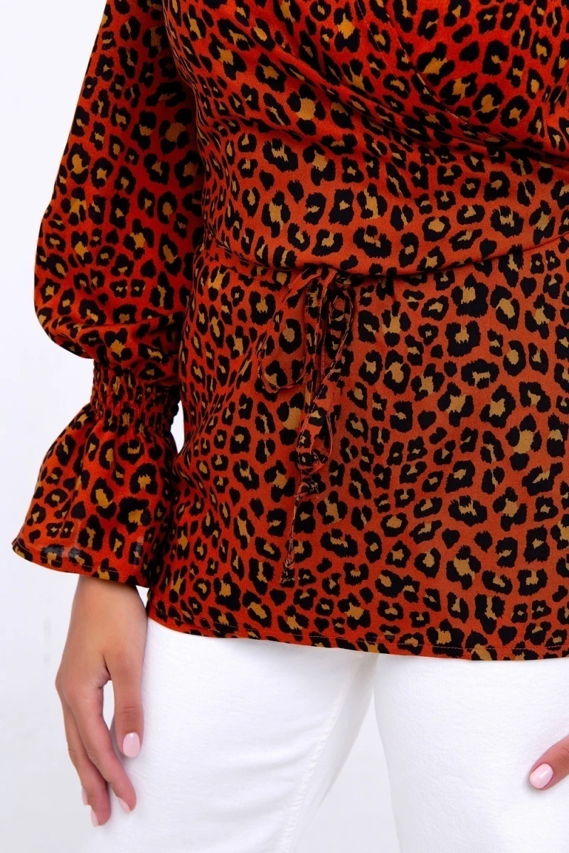 Блузка 319BRN (леопард коричневый)
