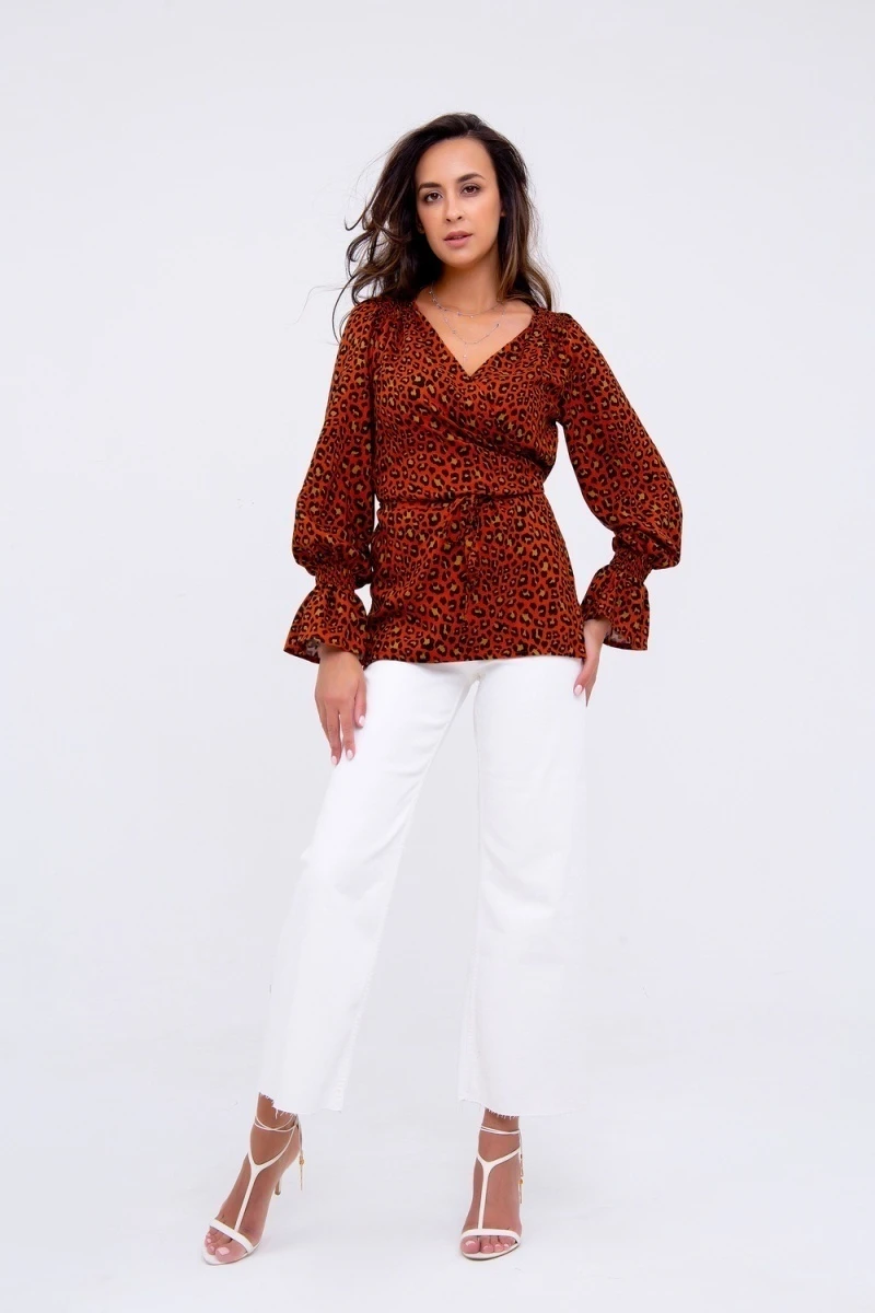 Блузка 319BRN (леопард коричневый)