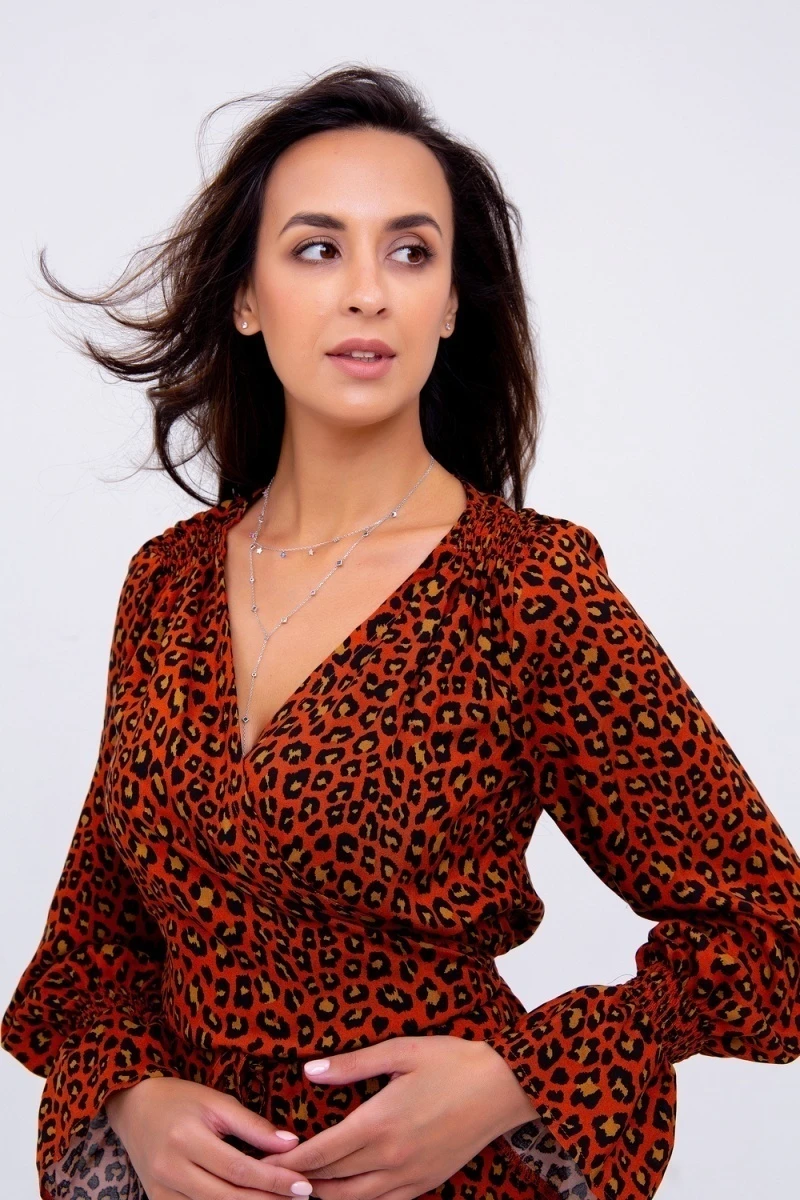 Блузка 319BRN (леопард коричневый)