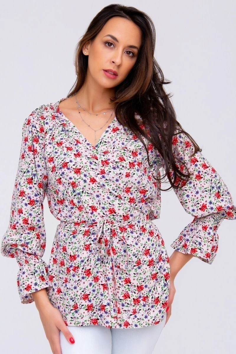 Блузка 319BEG (беж/цветы)