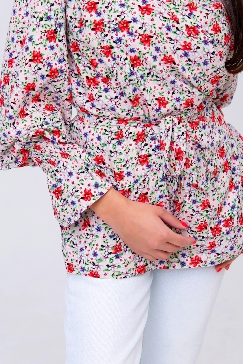 Блузка 319BEG (беж/цветы)