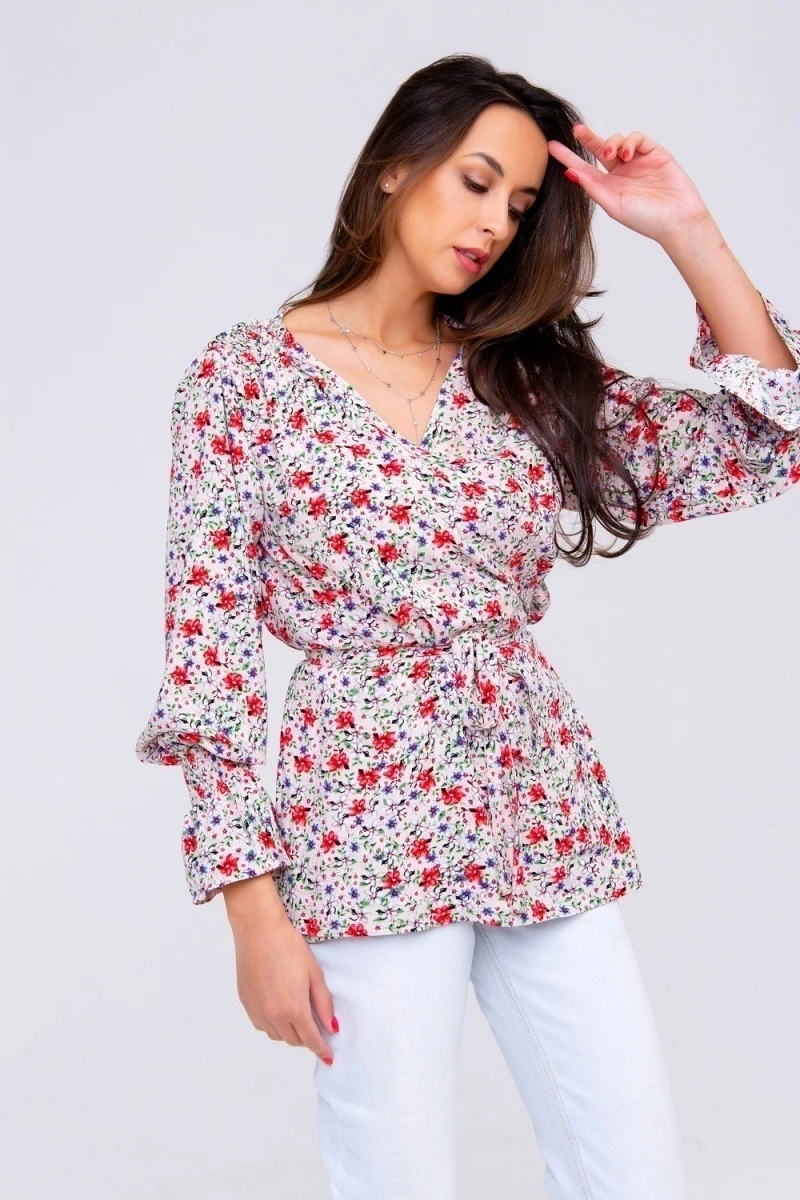 Блузка 319BEG (беж/цветы)