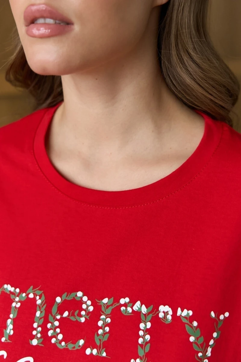 Пижама с брюками хлопковая (красный)