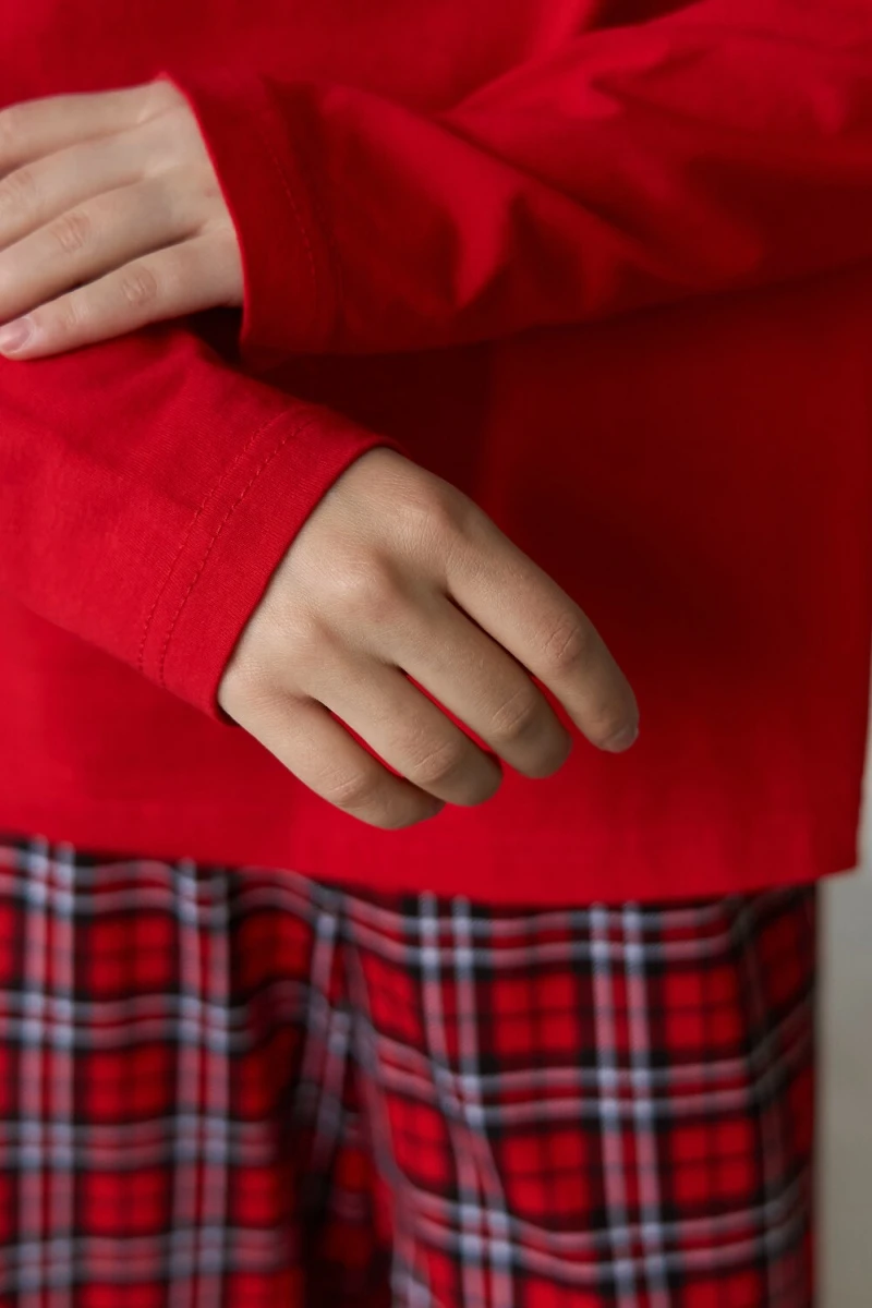 Пижама с брюками хлопковая (красный)