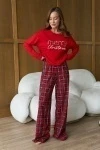 Пижама с брюками хлопковая (красный)