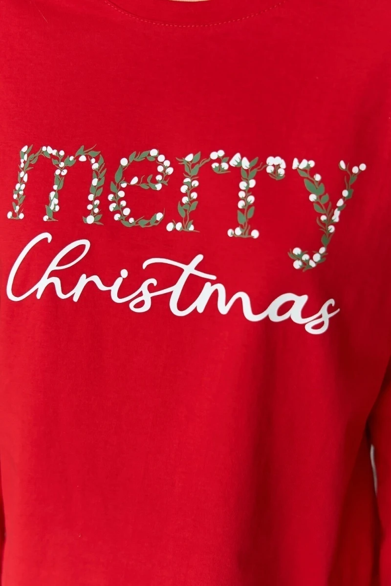 Пижама с брюками хлопковая (красный)