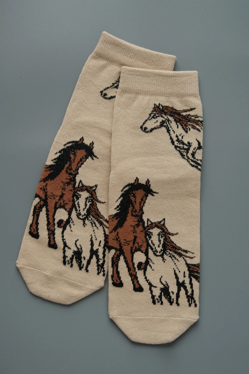 Носки стандарт Лошадки (набор 3 пары) (белый, бежевый)