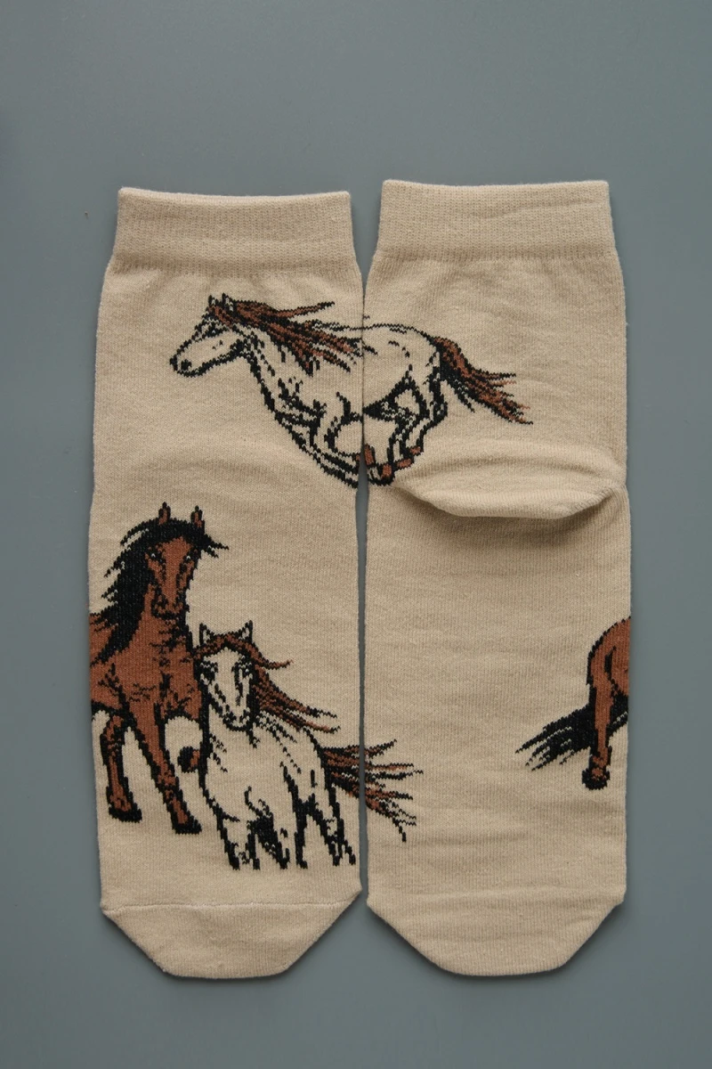 Носки стандарт Лошадки (набор 3 пары) (белый, бежевый)