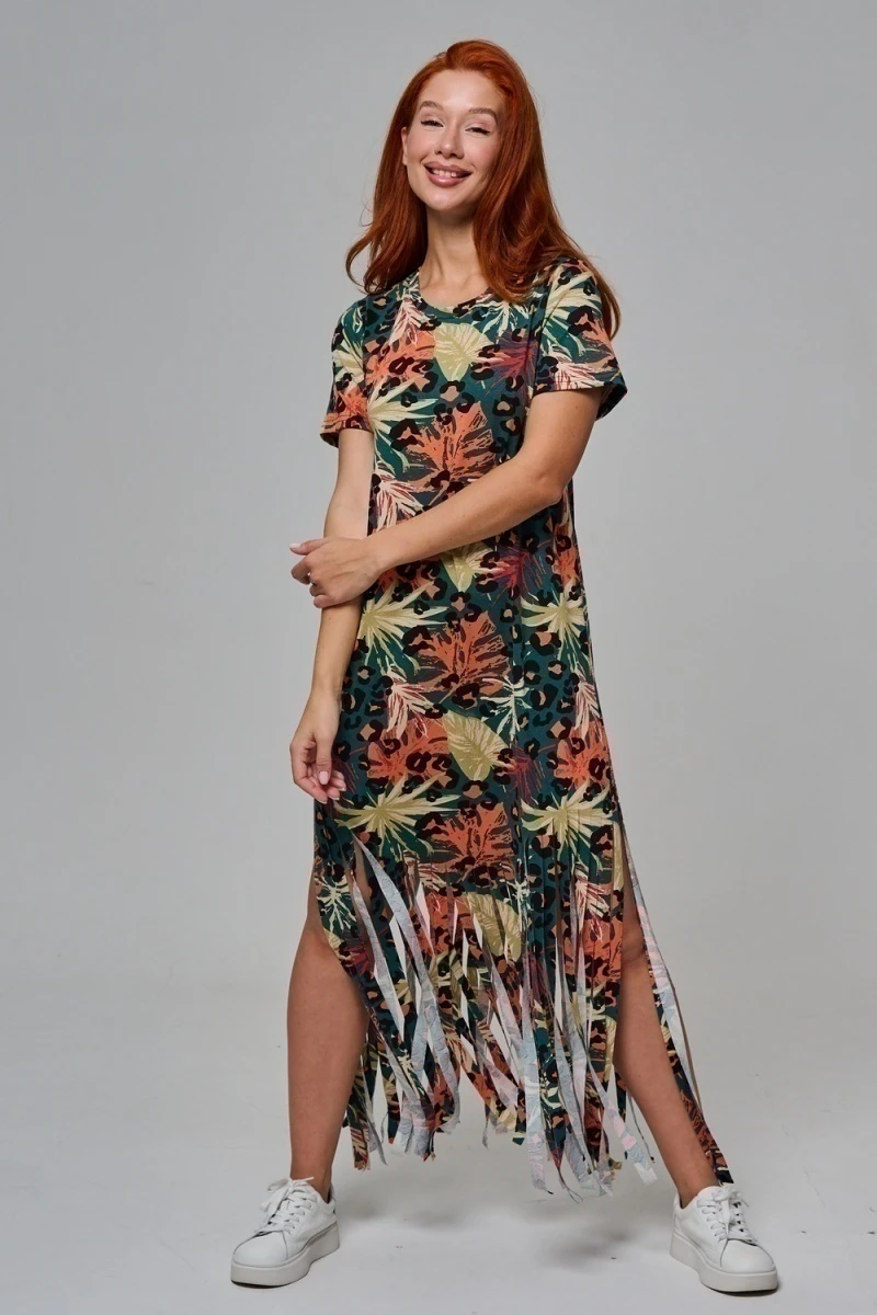 Платье 7480/1 (листья на зеленом)