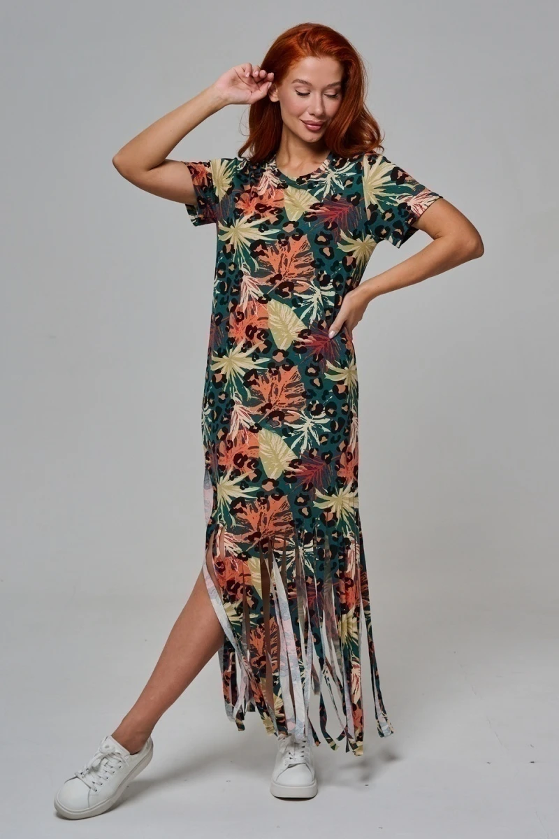 Платье 7480/1 (листья на зеленом)