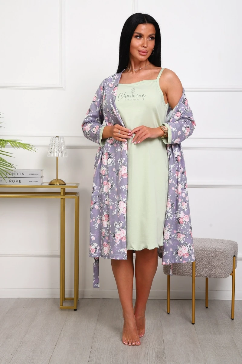 Пеньюар с сорочкой 1089 (сиреневый)