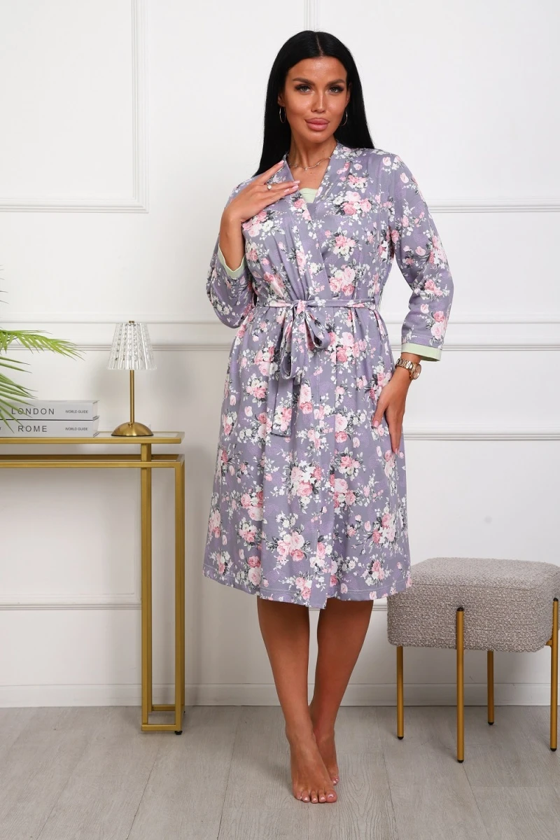 Пеньюар с сорочкой 1089 (сиреневый)