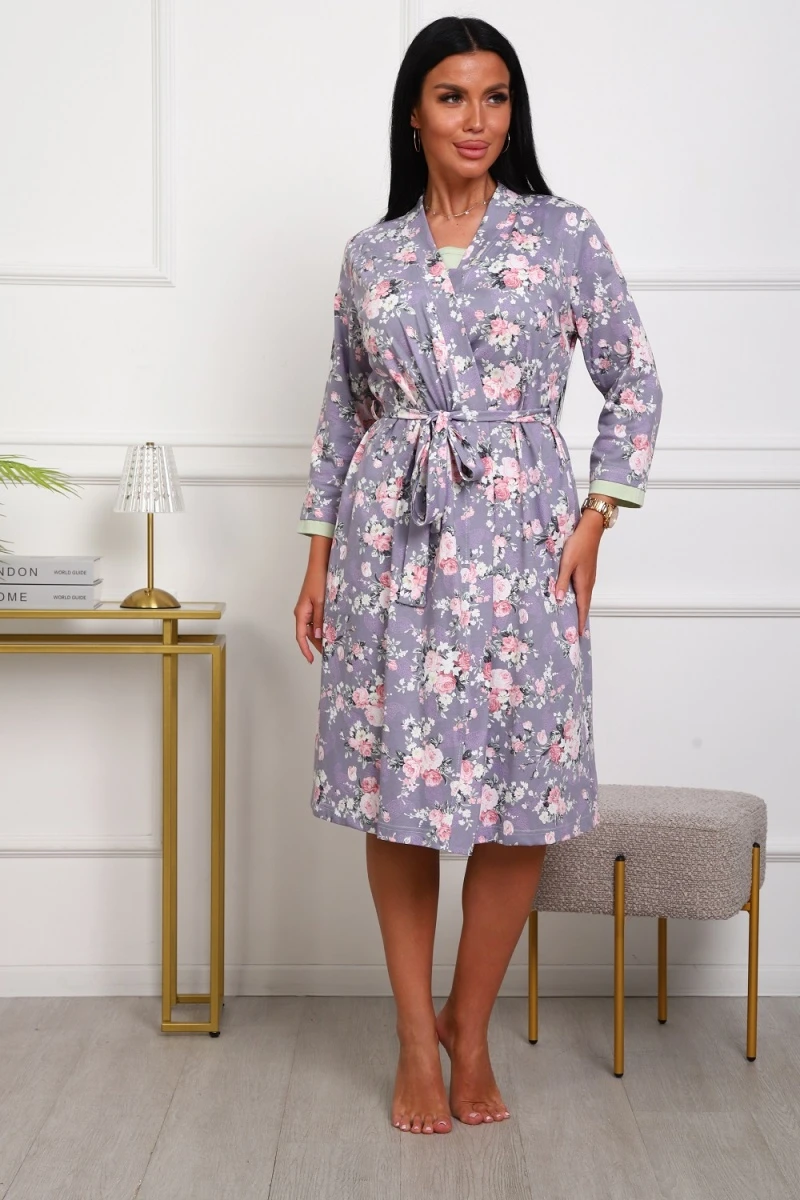 Пеньюар с сорочкой 1089 (сиреневый)