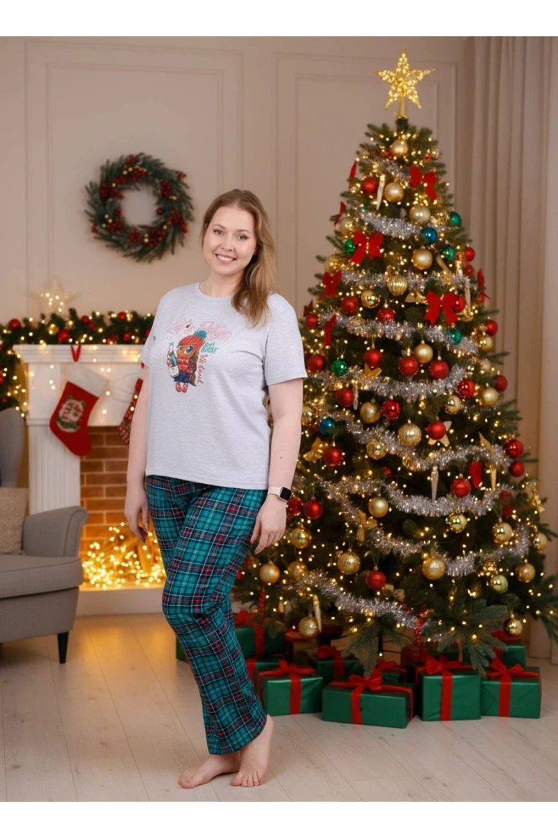 Пижама с брюками Маруся 2 (светло-серый меланж)