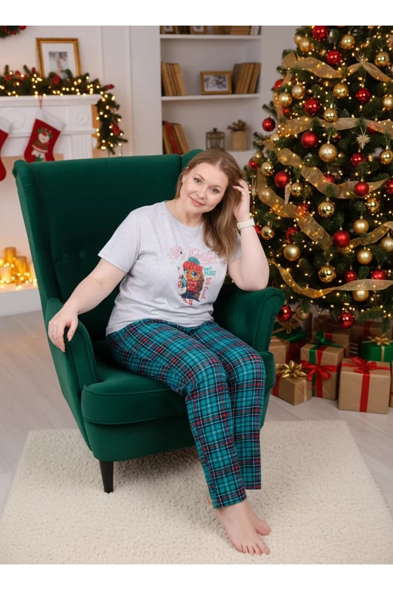 Пижама с брюками Маруся 2 (светло-серый меланж)