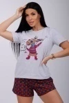 Пижама с шортами Приколось (светло-серый меланж)
