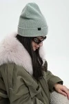 Шапка теплая в рубчик (зеленый)