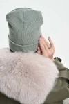 Шапка теплая в рубчик (зеленый)