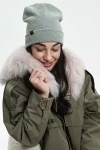 Шапка теплая в рубчик (зеленый)