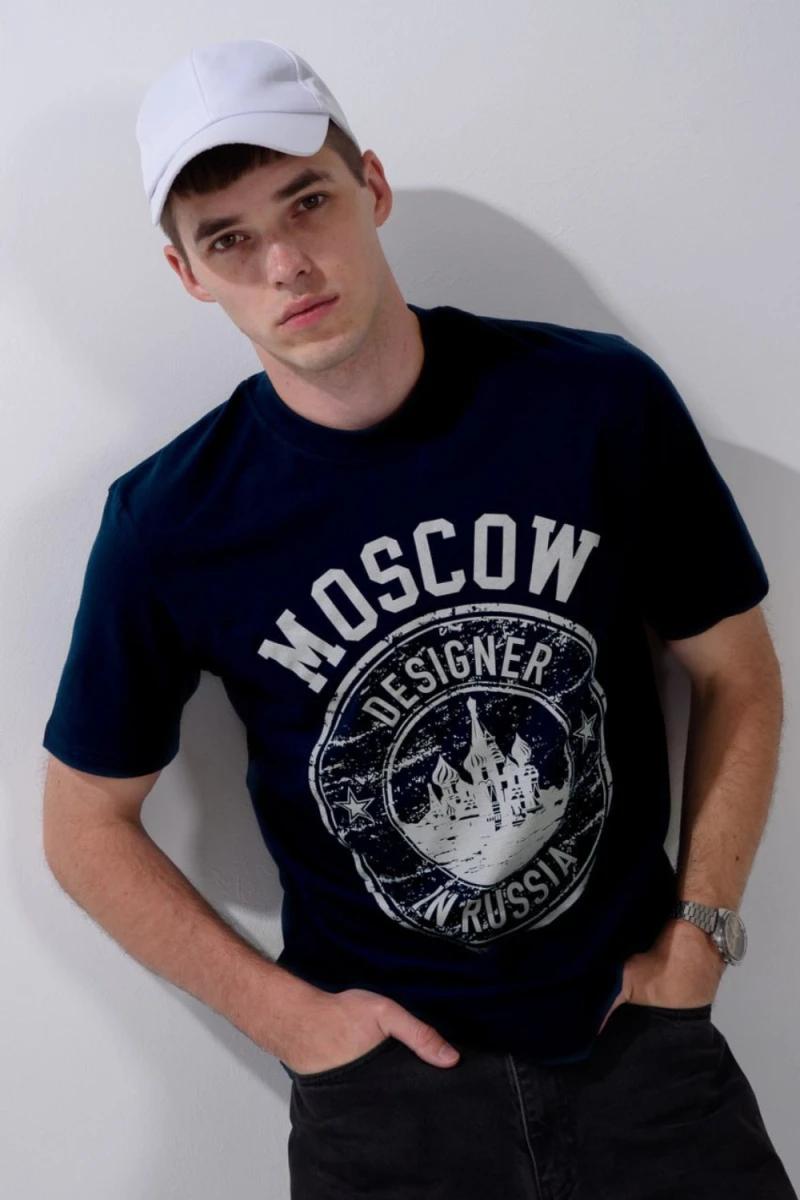 Футболка 8503/1 (темно-синий+Москва)