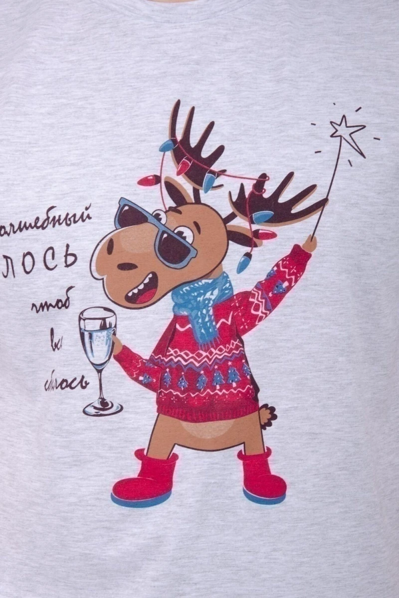 Пижама с брюками Приколось 3 (светло-серый меланж)