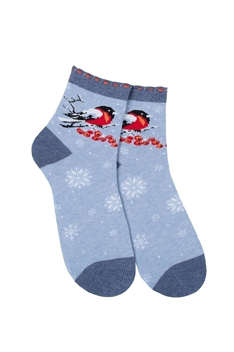 Носки стандарт Снегири (набор 3 пары) (голубой, бордо, джинс)