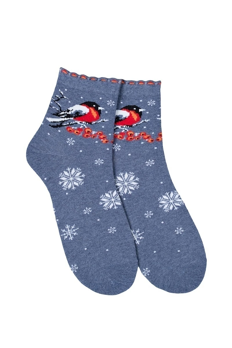 Носки стандарт Снегири (набор 3 пары) (голубой, бордо, джинс)