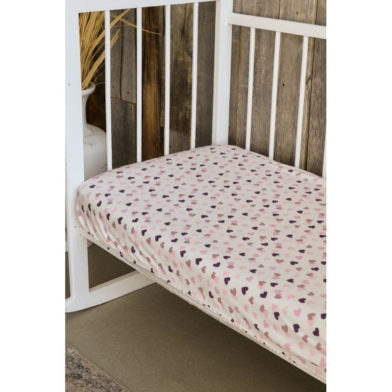 Простыня 120*60 для новорожденных (сердечки)