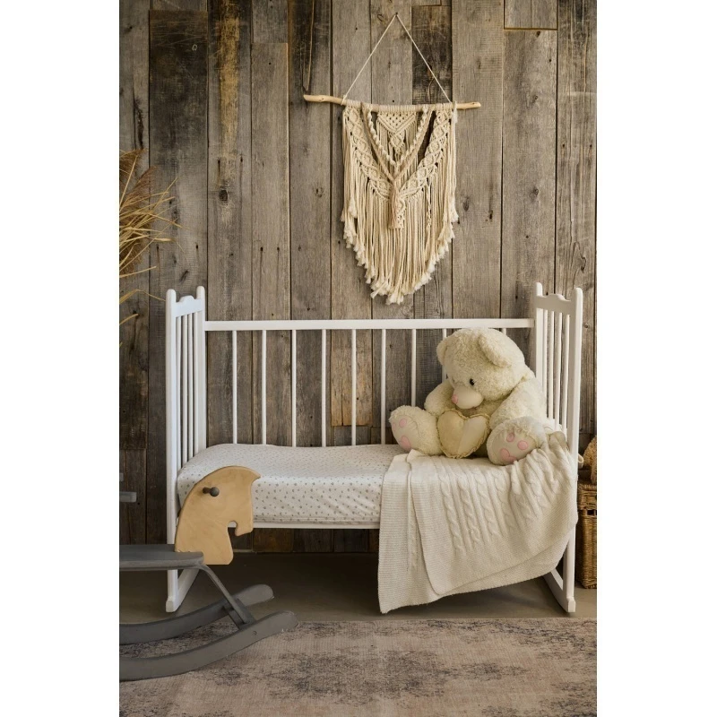 Простыня 120*60 для новорожденных (зеленые цветы)