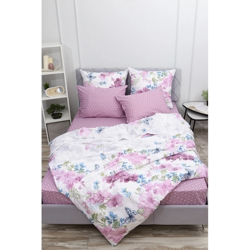 Простыня на резинке поплин Сара-компаньон (лиловый)