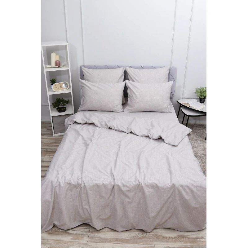 Простыня на резинке поплин Темная ночь 2-компаньон (серый)