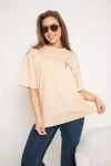 Футболка оверсайз с принтом (бежевый)