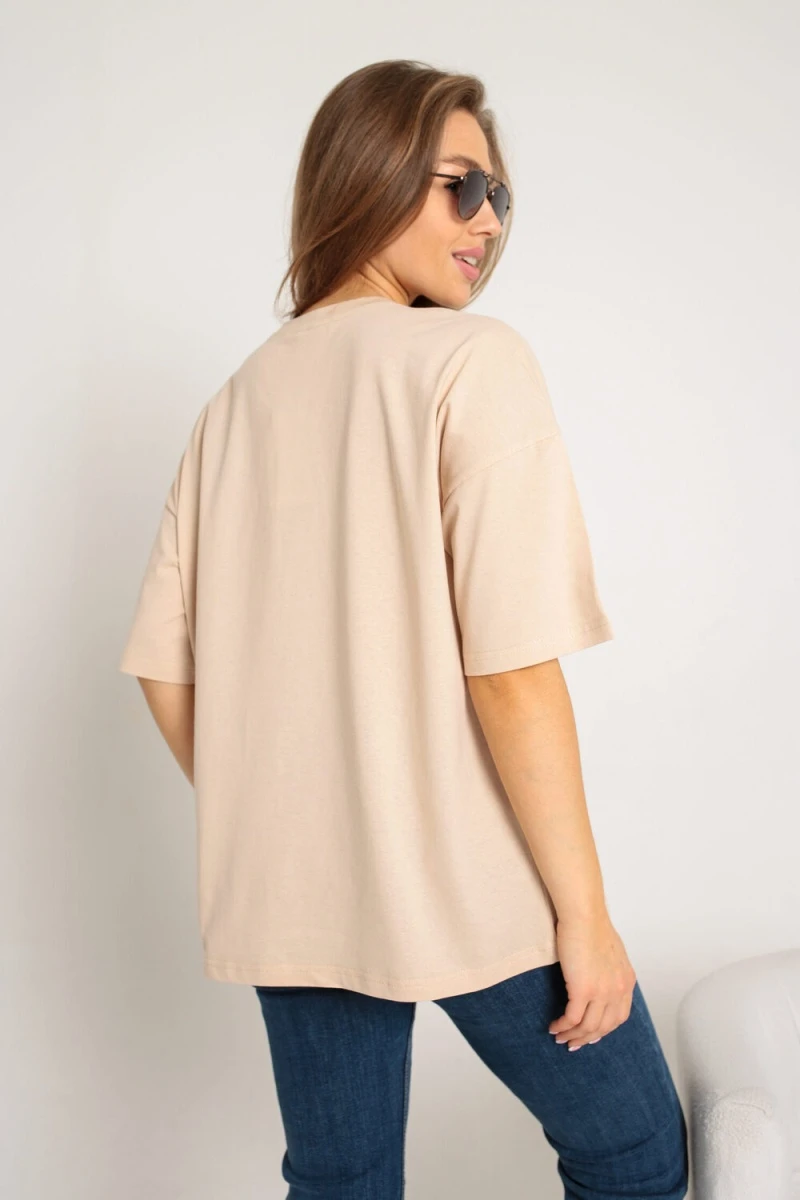 Футболка оверсайз с принтом (бежевый)