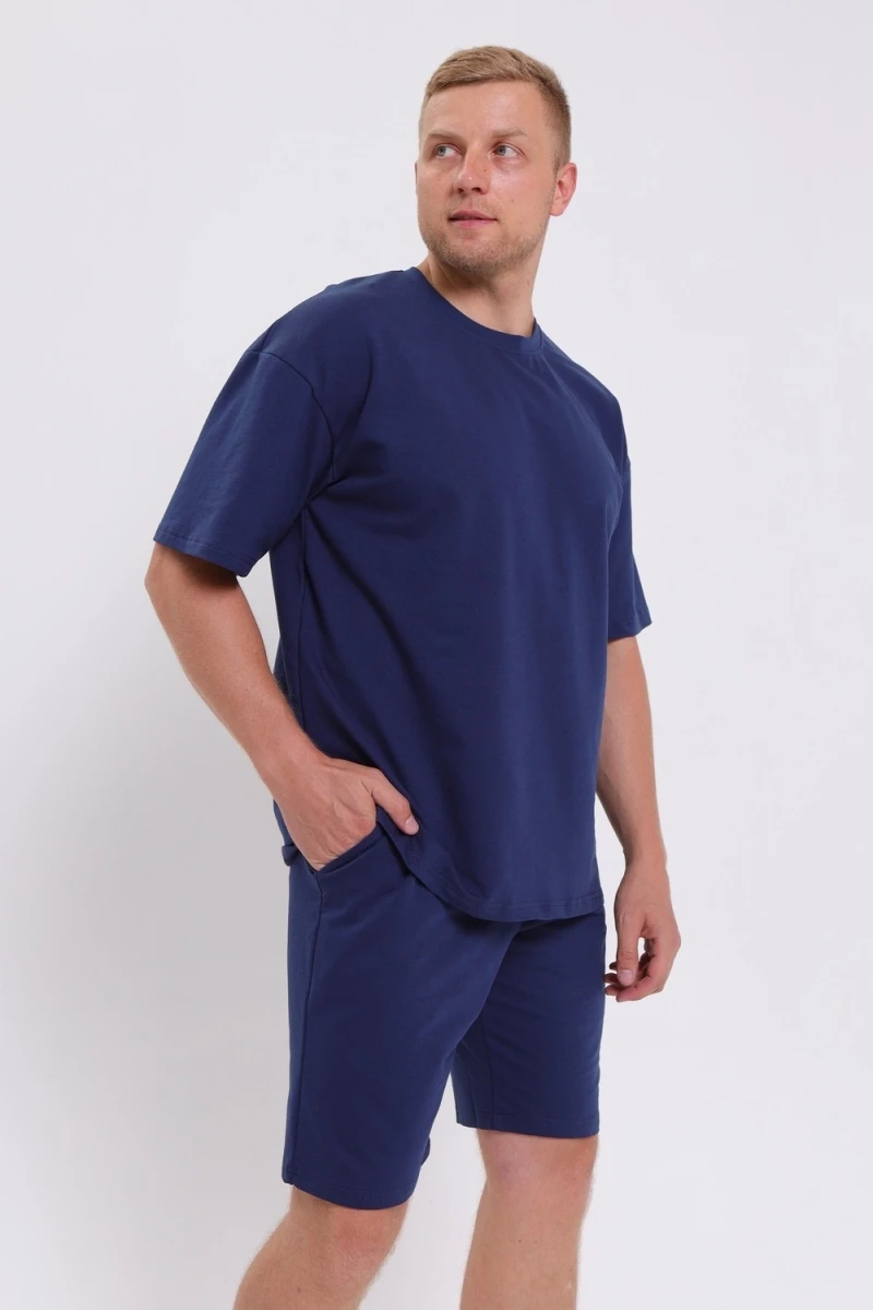 Костюм с шортами футболка+шорты (синий)