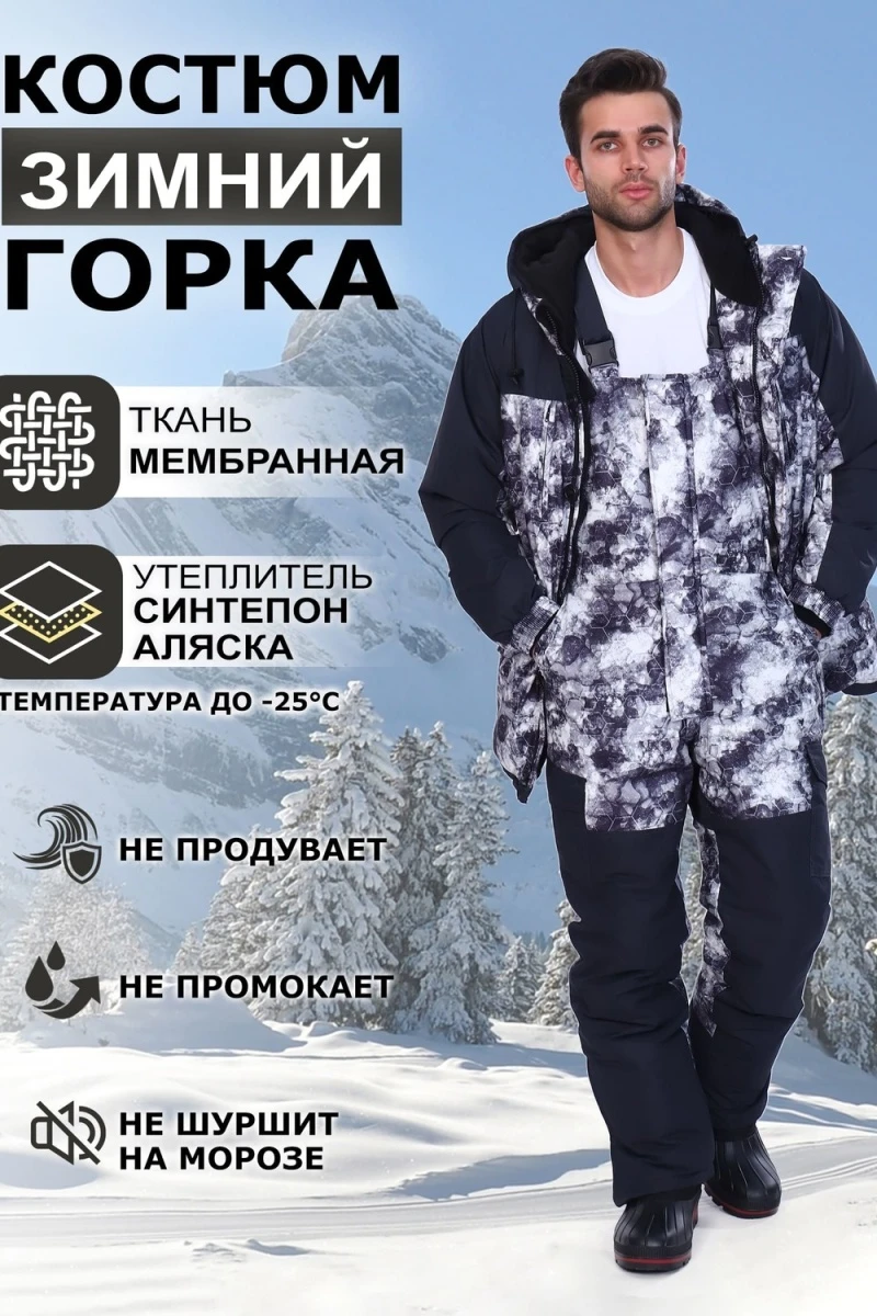 Костюм с комбинезоном Горка Зимний (темно-синий, белый)