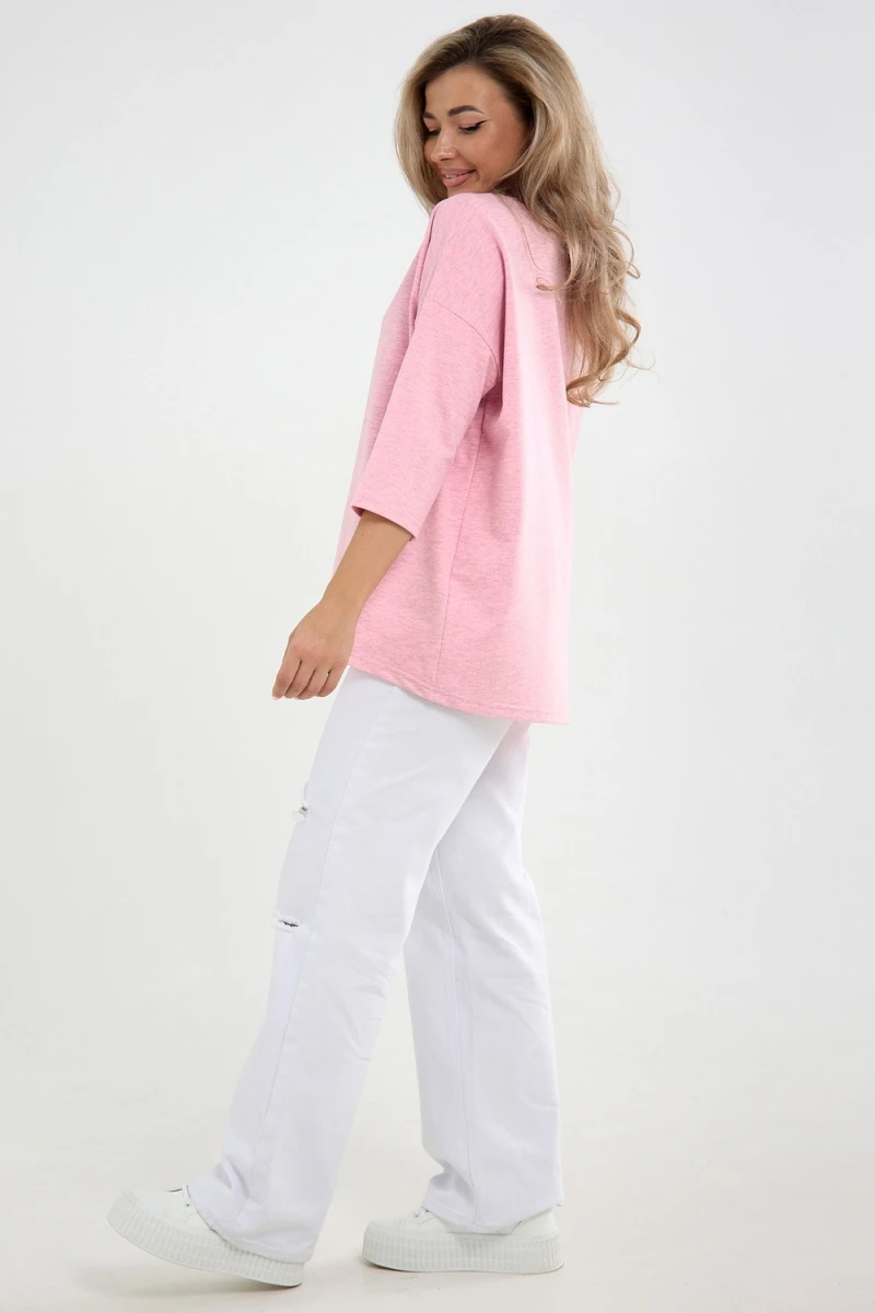 Лонгслив Футер life (к/р) (розовый)