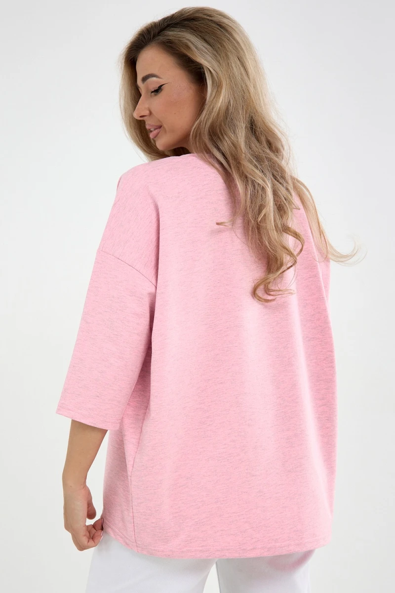 Лонгслив Футер life (к/р) (розовый)