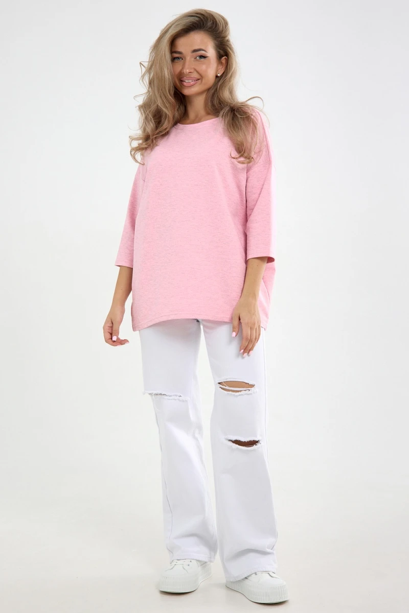 Лонгслив Футер life (к/р) (розовый)