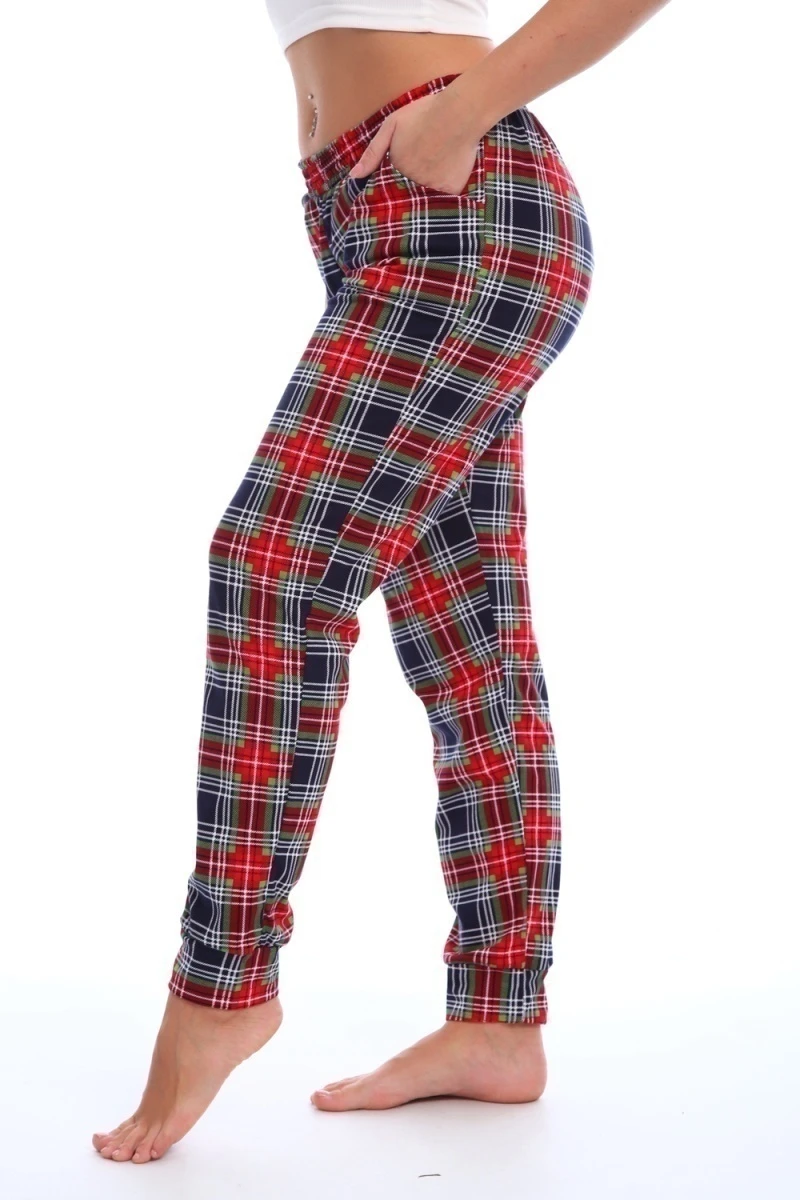 Брюки пижамные в клетку (зеленый/красный)