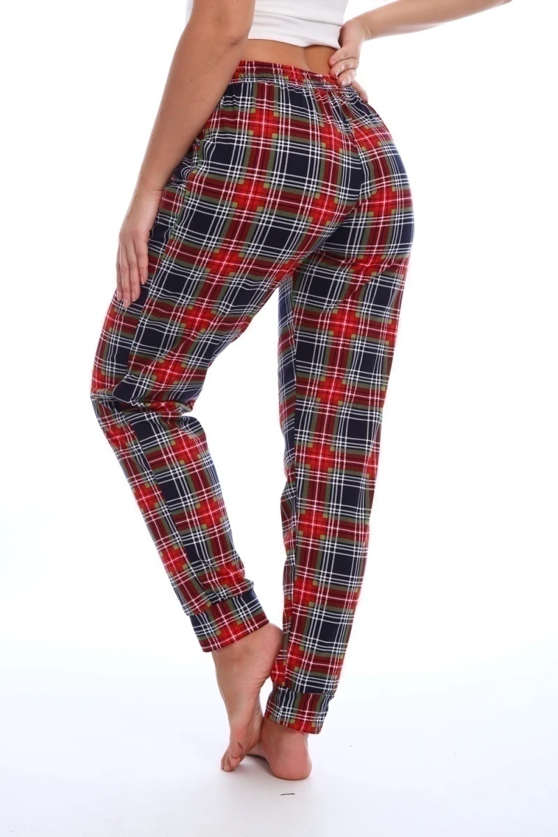 Брюки пижамные в клетку (зеленый/красный)