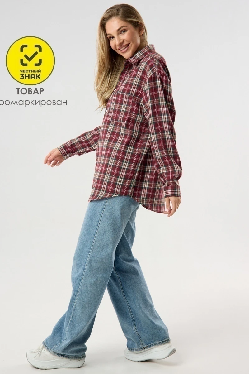 Рубашка в клетку (бордовый)