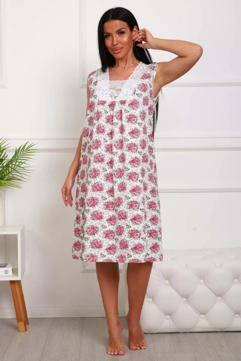 Сорочка 29530 (розовые цветы)