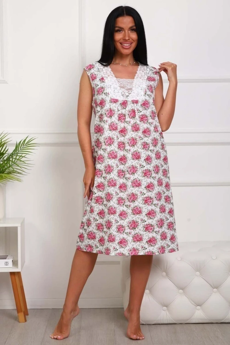 Сорочка 29530 (розовые цветы)