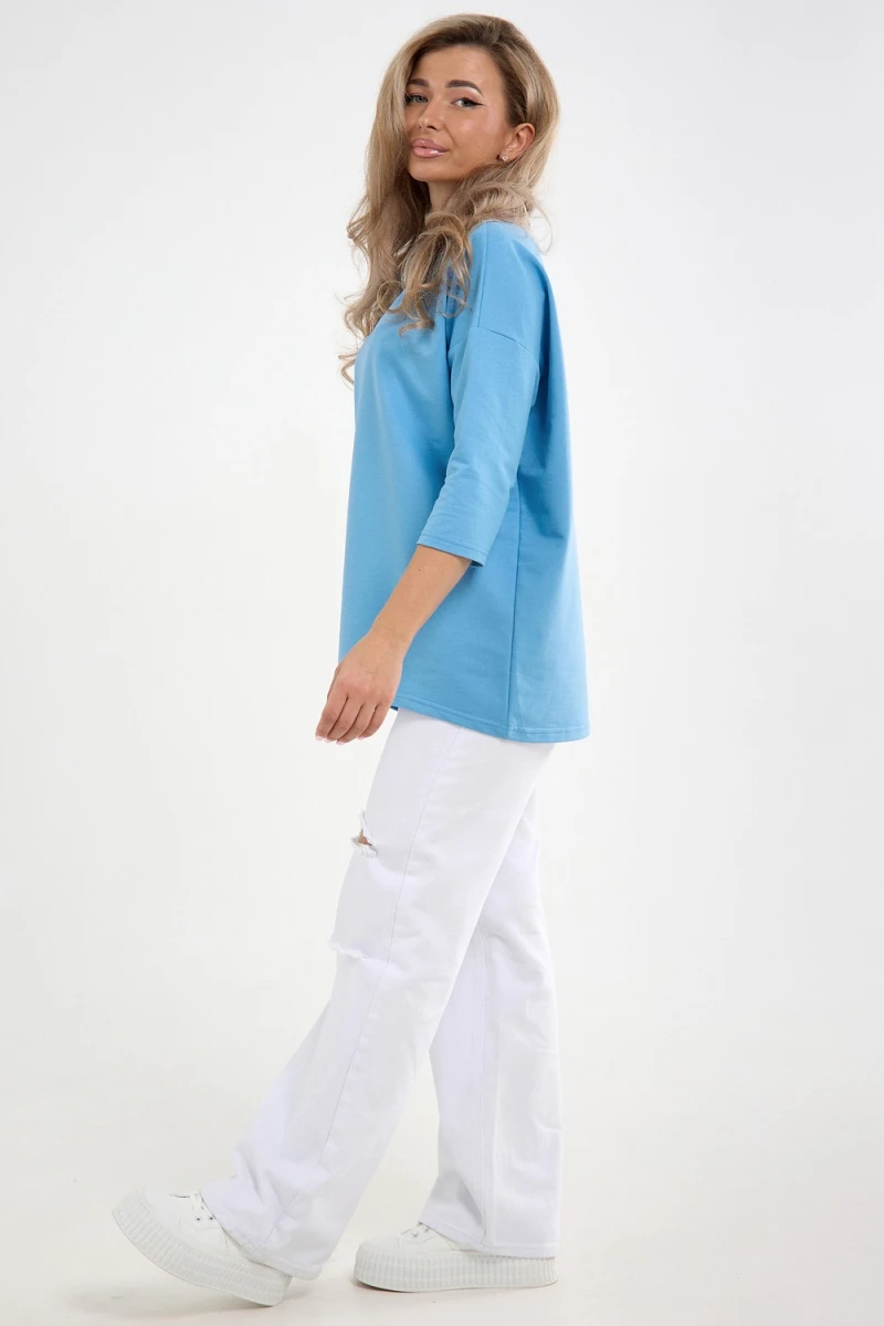 Лонгслив Футер life (к/р) (голубой)