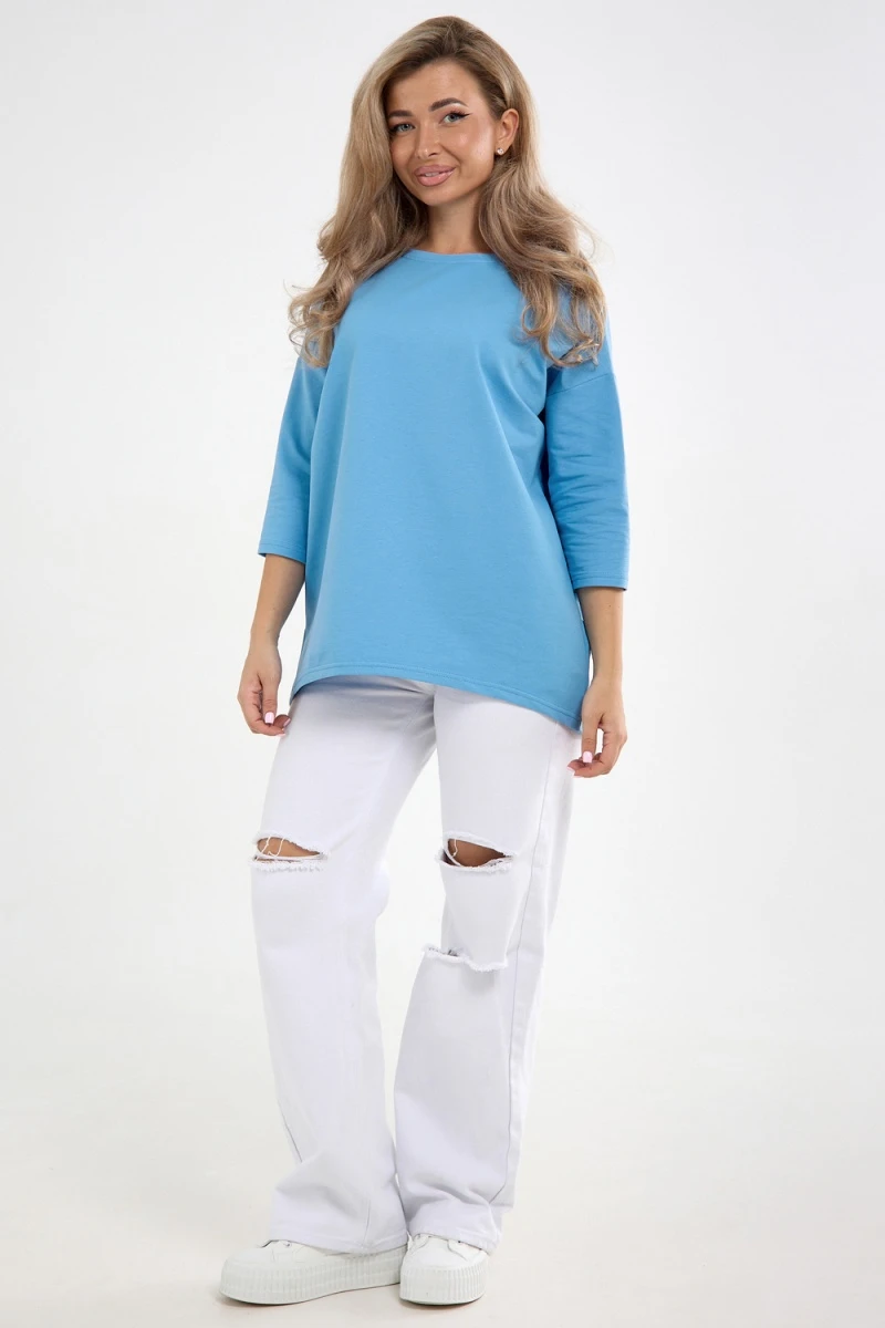 Лонгслив Футер life (к/р) (голубой)