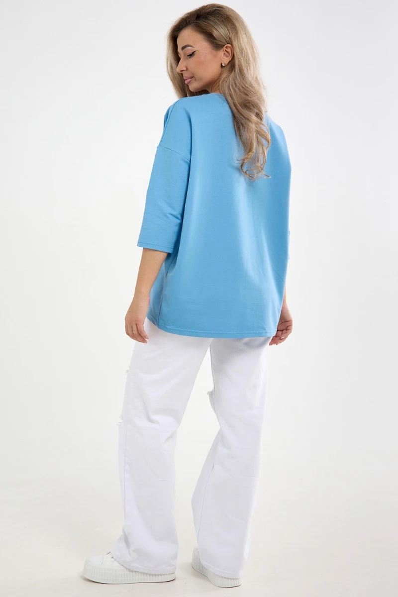 Лонгслив Футер life (к/р) (голубой)